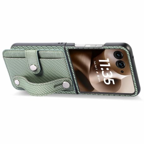 Противоударный чехол Wristband Kickstand Card для Motorola Razr 60 Ultra - зелений