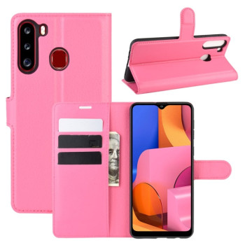 Чохол-книжка Texture Single Fold Samsung Galaxy A21- рожево-червоний