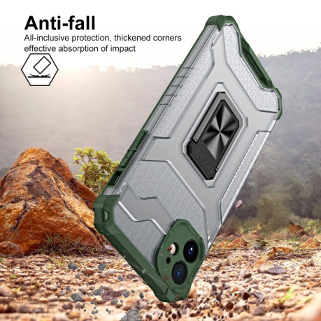 Противоударный чехол Armor Clear with Ring Holder для iPhone 11 - зелено-серый