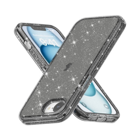 Противоударный чехол Terminator Style Glitter для iPhone 16e - черный