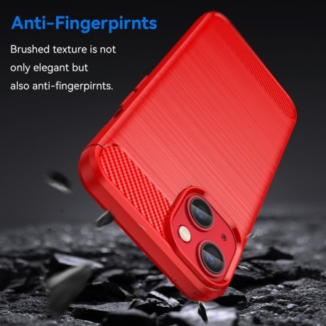 Чохол Brushed Texture Carbon Fiber на iPhone 14 Plus - червоний
