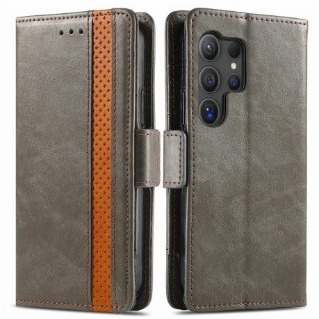 Чохол-книжка CaseNeo Splicing Dual Magnetic Buckle Leather для Samsung Galaxy S24 Ultra 5G - сірий