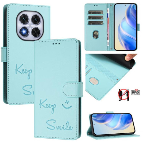 Чехол-книжка Embossing Stripe RFID для Xiaomi Redmi Note 14 Pro 5G/Poco X7 - зеленый