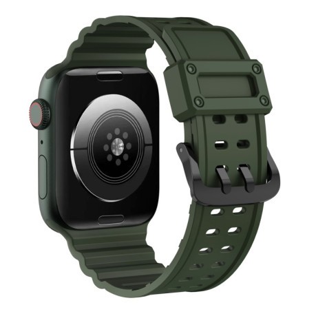 Силіконовий ремінець Waterproof Double Buckle для Apple Watch Series 8/7 41mm / 40mm / 38mm - зелений