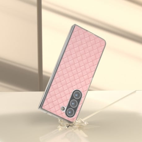 Протиударний чохол Woven Texture Frosted Translucent Frame для Samsung Galaxy Fold 6 5G - рожевий