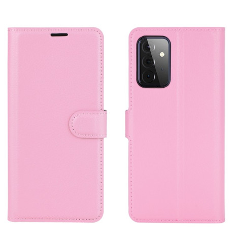 Чехол-книжка Litchi Texture на Samsung Galaxy A72 - розовый