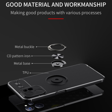 Ударозахисний чохол Metal Ring Holder 360 для Realme 10 5G - чорний