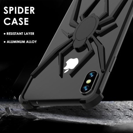 Металевий чохол-бампер R-JUST Buckle Spider Mobile на iPhone XS MAX - чорний