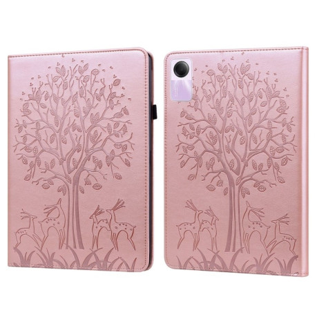 Чохол-книжка Tree Deer Embossed Leather для Xiaomi Redmi Pad SE - рожевий