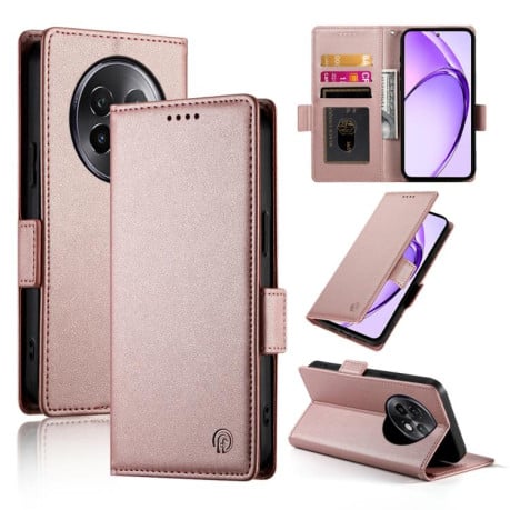 Чехол-книжка Side Buckle Magnetic Frosted Leather для Realme 13+ - розовое золото