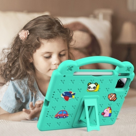 Противоударный чехол EVA Handle Kickstand Children для Xiaomi Pad 7 / 7 Pro 2024 - зеленый