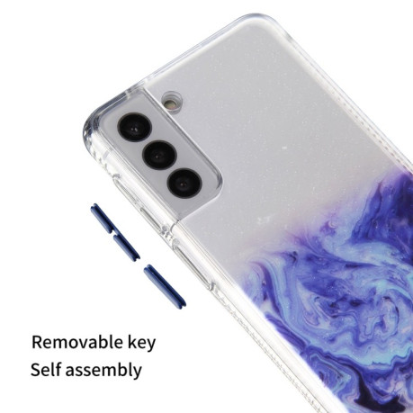 Противоударный чехол Glittery Marble Pattern для Samsung Galaxy S22 Plus 5G - синий