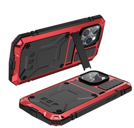 Противоударный металлический влагозащитный чехол R-JUST Dustproof на iPhone 14 Pro - красный