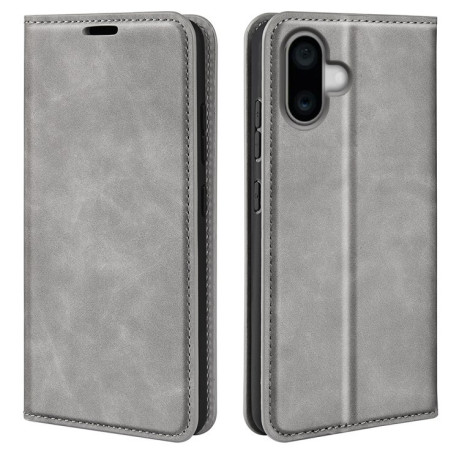 Чохол-книжка Retro Skin Feel Business Magnetic на iPhone 16 - сірий