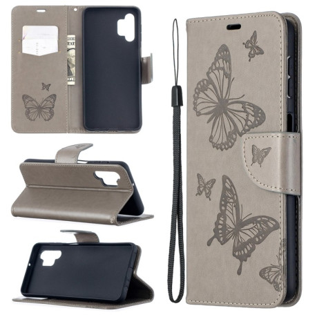 Чохол-книжка Butterflies Pattern на Samsung Galaxy A32 5G-сірий