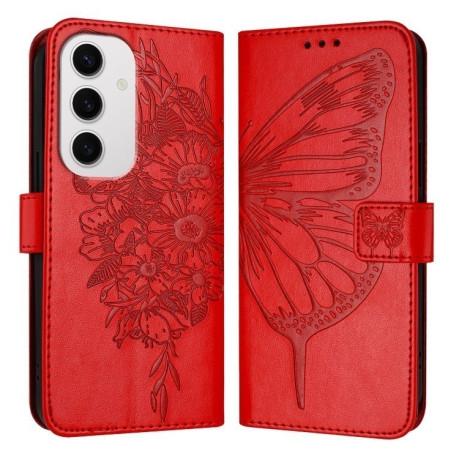 Чохол-книжка Embossed Butterfly для Samsung Galaxy S24 FE 5G - червоний