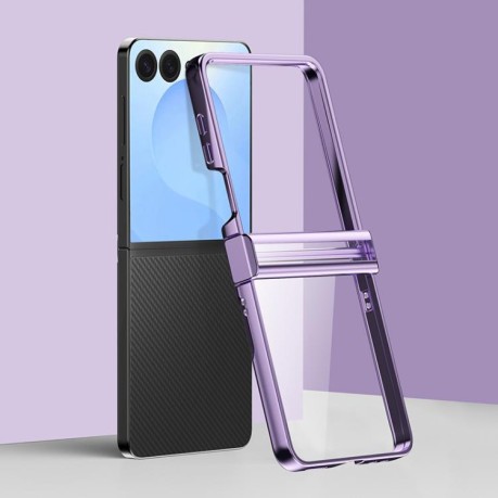 Противоударный чехол 6D Electroplating Full Coverage with Magnetic Ring для Samsung Galaxy Flip7 5G - фиолетовый