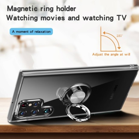 Противоударный чехол Matte with Ring Holder для Samsung Galaxy S22 Ultra 5G - прозрачный
