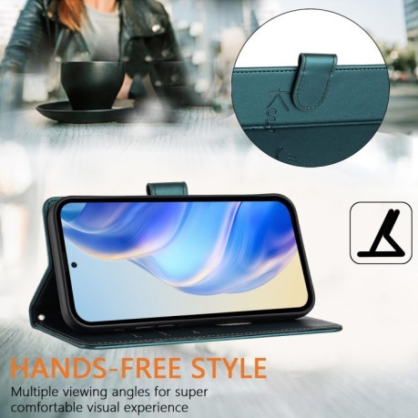 Чехол-книжка Embossing Stripe RFID для Realme GT 7 Pro 5G Global - Peacock Green