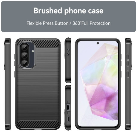 Противоударный чехол Brushed Texture Carbon Fiber на Samsung Galaxy A36 5G - черный