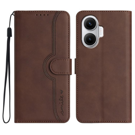 Чехол-книжка Skin Feel Heart Amile для Xiaomi Poco F7 - коричневий