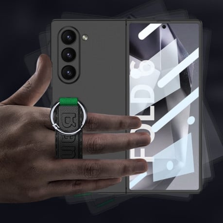 Противоударный чехол Wrist Strap Holder на Samsung Galaxy  Fold 6 - зеленый