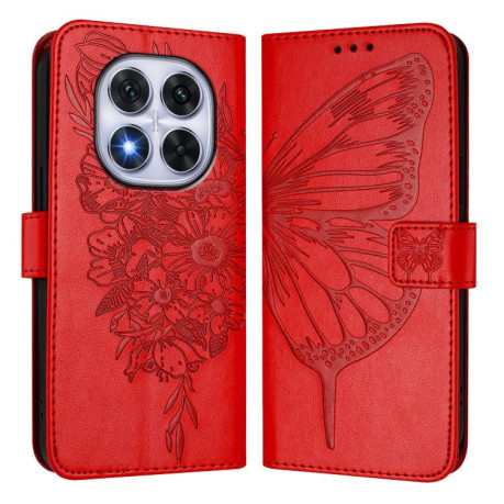 Чохол-книжка Embossed Butterfly для Xiaomi Poco X7 - червоний