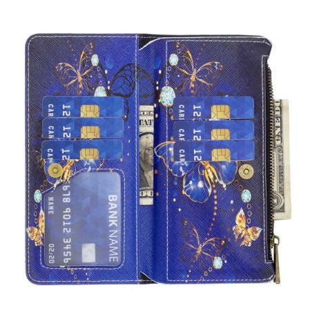 Чохол-гаманець Colored Drawing Pattern Zipper для Xiaomi Redmi A1/A2/Redmi A1+/A2+ - Purple Butterfly