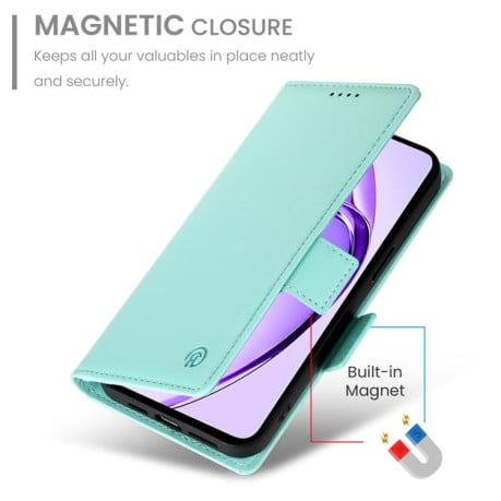 Чехол-книжка Side Buckle Magnetic Frosted Leather для Realme 13+ - зелений