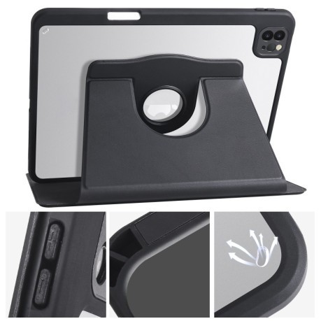 Чехол-книжка Acrylic 360 Degree Rotation Holder Leather для iPad Pro 11 2024 - черный