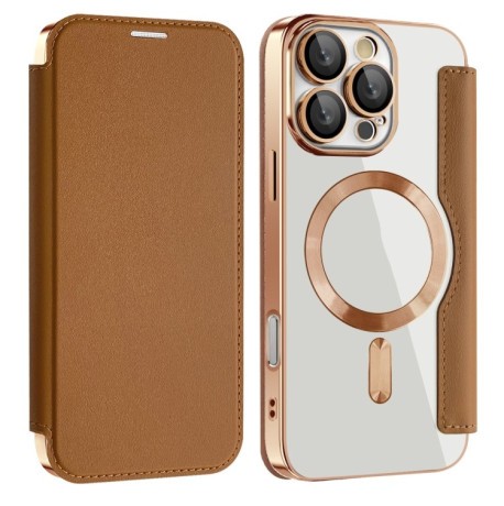 Чехол-книжка Shield MagSafe RFID Anti-theft Leather для iPhone 16 Pro - коричневый