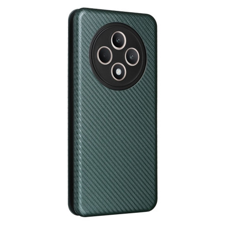 Чехол-книжка Carbon Fiber Texture на OPPO Reno12 F/12 FS 5G / 4G - зеленый