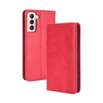 Чохол-книжка Magnetic Buckle Retro Crazy Horse Texture Samsung Galaxy S21 - червоний