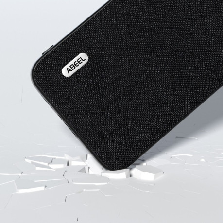 Противоударный чехол ABEEL Genuine Leather  Cross Texture для Samsung Galaxy S23 FE 5G - черный