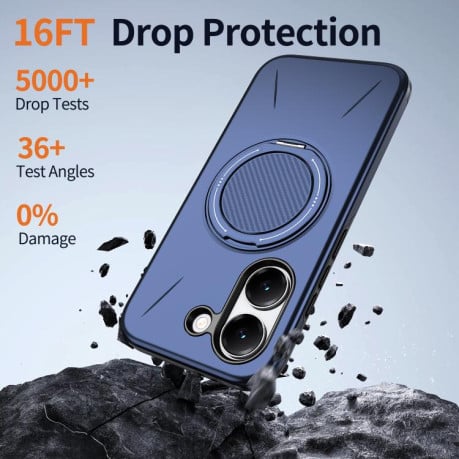 Чохол Metal Rotation Holder MagSafe TPU Hybrid PC з металевим поворотним тримачем і MagSafe на Xiaomi Redmi Turbo 5 5G / Poco X8 Pro 5G — темно-синій