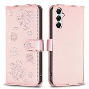 Чехол-книжка Four-leaf Clasp Embossed на Samsung Galaxy A55 - розовый