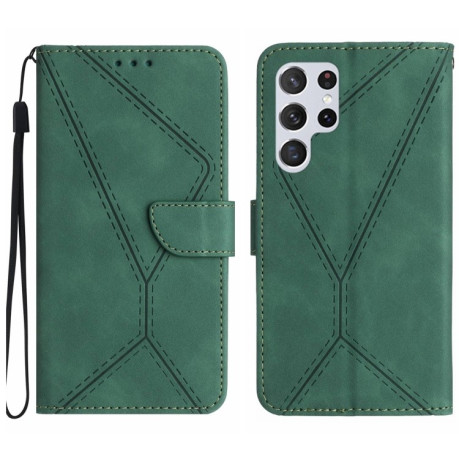 Чохол-книжка Stitching Embossed Leather на Samsung Galaxy S24 Ultra 5G - зелений