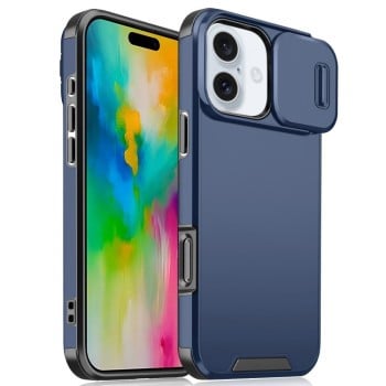 Противоударный чехол Sliding Camshield для iPhone 16 - синий