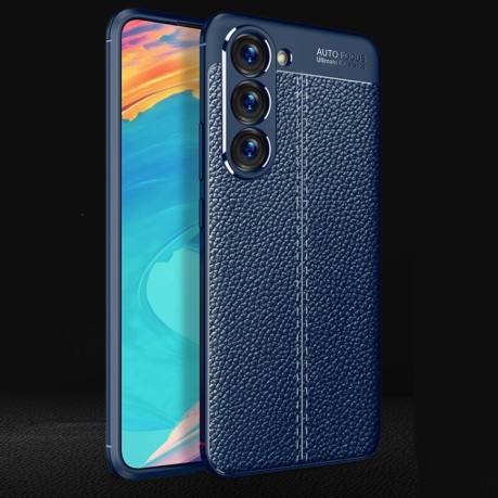 Протиударний чохол Litchi Texture на Samsung Galaxy S23+Plus 5G - синій