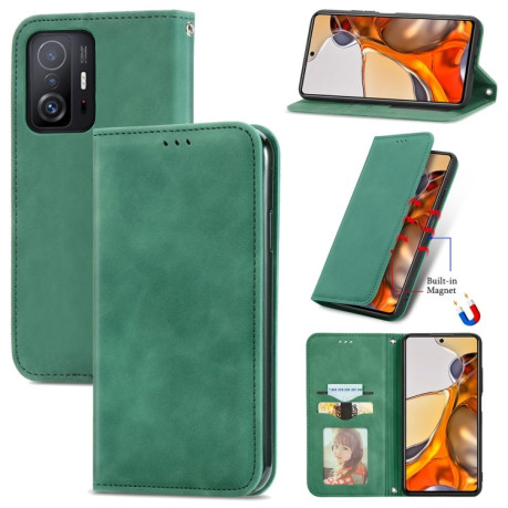 Чохол-книжка Retro Skin Feel Business Magnetic на Xiaomi Mi 11T / 11T Pro - зелений