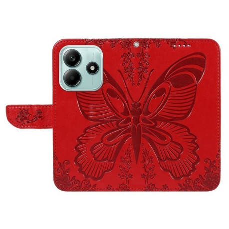 Чехол-книжка Swallowtail Butterfly Embossed Leather для Xiaomi Redmi Note 14 5G/Poco M7 Pro 5G - красный