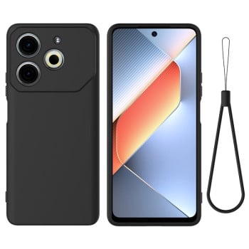 Силиконовый чехол Solid Color Liquid Silicone на Tecno Pova 6 Neo 4G — чёрный