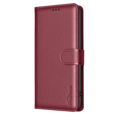 Чехол-книжка Litchi Texture RFID Anti-theft Leather на Realme C75 4G - красный
