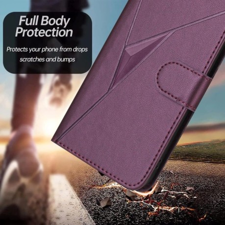 Чехол-книжка Triangle Pattern Buckle Clasp Leather на Infinix Note 40 4G - фиолетовый