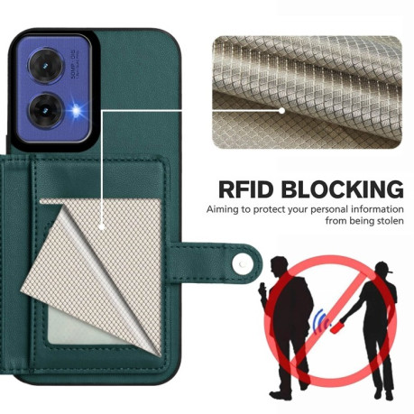 Ударозащитный чехол EU Version Button Card Bag RFID Anti-theft для Motorola Moto G85 - зеленый
