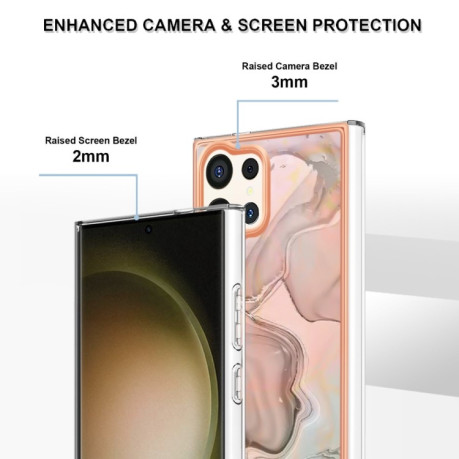 Противоударный чехол Electroplating IMD для Samsung Galaxy S24 Ultra 5G - розовое золото
