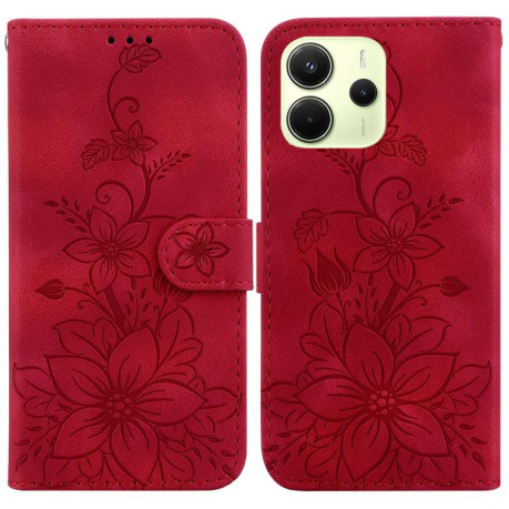 Чохол-книжка Lily Embossed Leather для Xiaomi Redmi Note 14 4G 164.84mm - червоний
