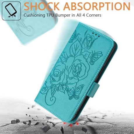 Чехол-книжка Embossed Rose RFID Anti-theft Leather для Vivo Y20 / Y20i / Y20s / Y11s / Y12s - голубой