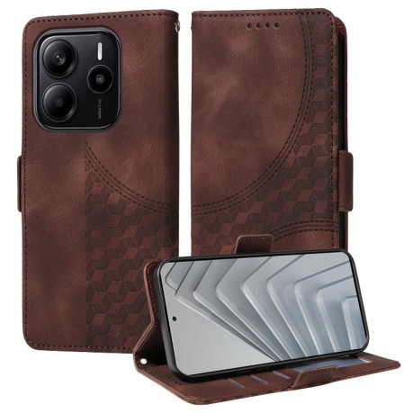 Чехол-книжка Embossed Rhombus Starry Leather для Xiaomi Redmi Note 14 4G 164.84mm - коричневый