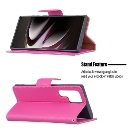 Чохол-книжка Litchi Texture Pure Color Samsung Galaxy S22 Ultra 5G - пурпурно-червоний